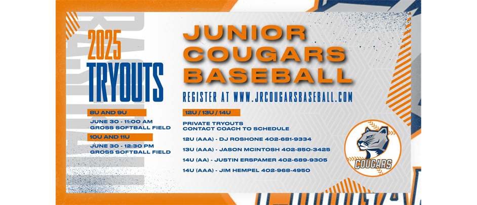 2025 Junior Cougars Baseball Tryouts Set